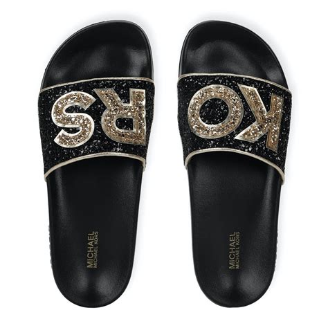 michael kors black glitter slides|Glitter Chain.